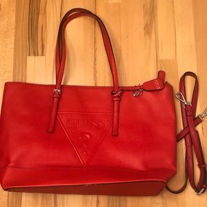 Pre owned GUESS Tote Purse Red Shoulder Bag Red